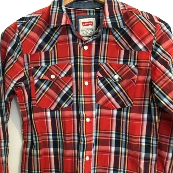 Levi's Boys Plaid Button Down Shirts Bundle M - Picture 9 of 12